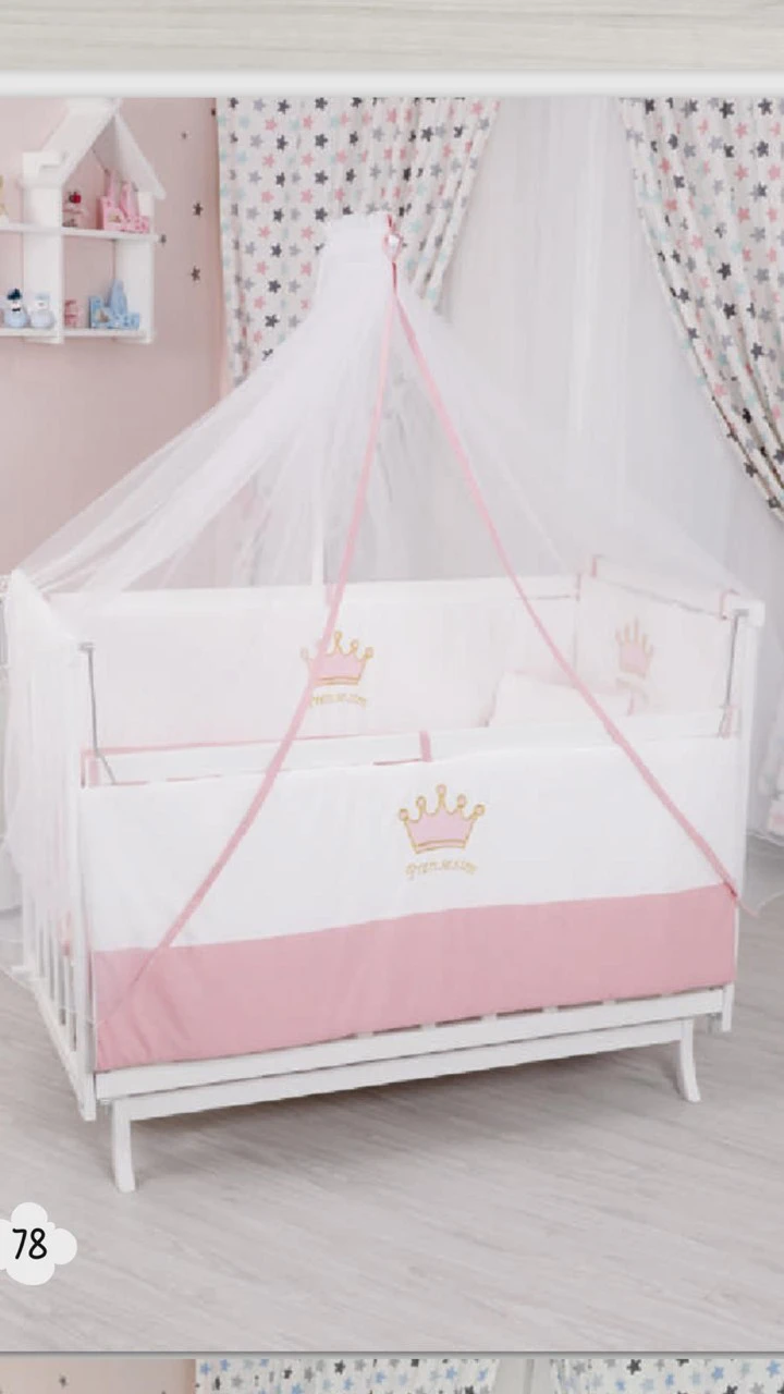 Posteljina kruna roza - posteljina za dečiji krevetac